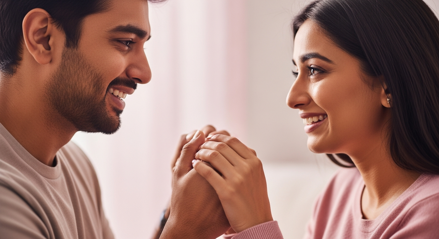 Happy couple celebrating IVF success