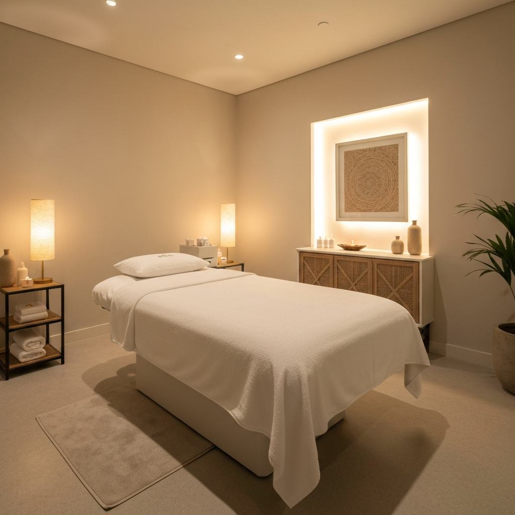 Serene brow lamination and waxing spa treatment room in North York