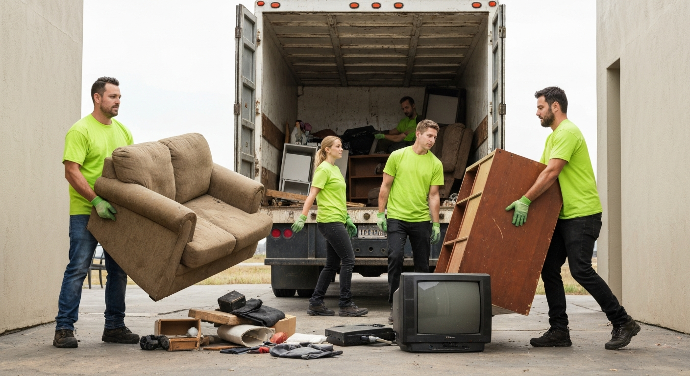 Property management junk removal crew clearing an apartment in Aurora