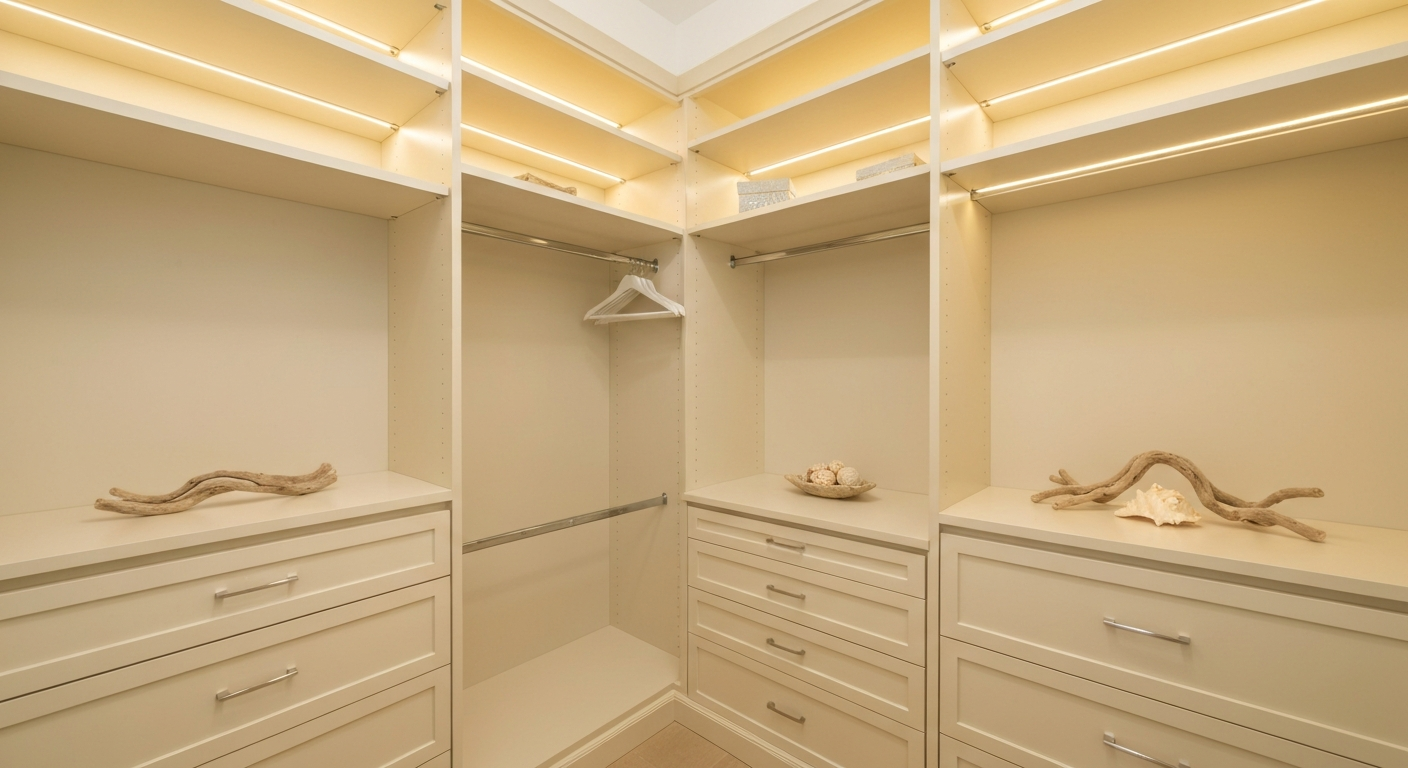 Custom walk-in closet and organization