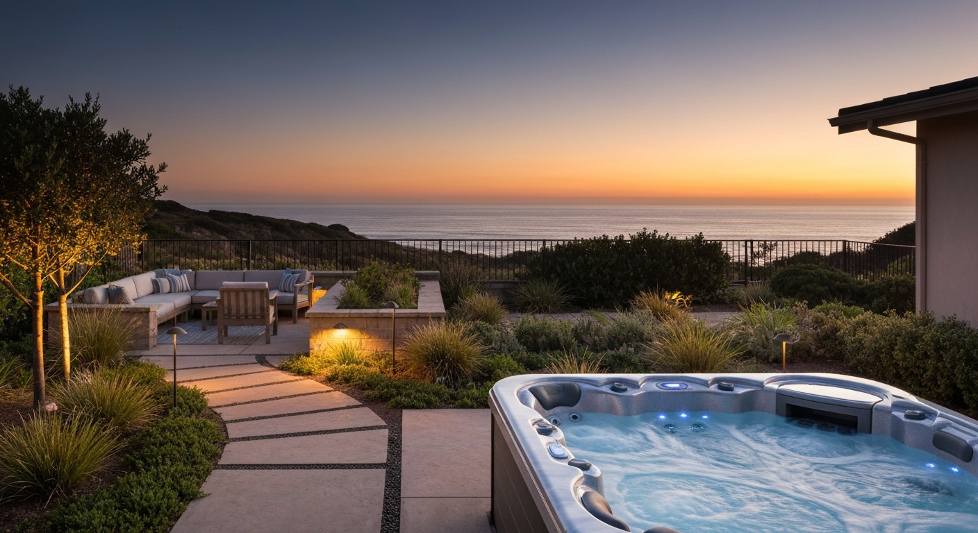 Outdoor hot tub and spa