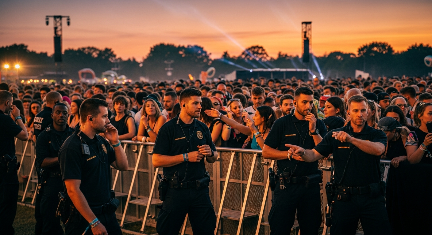 Security personnel at a music festival