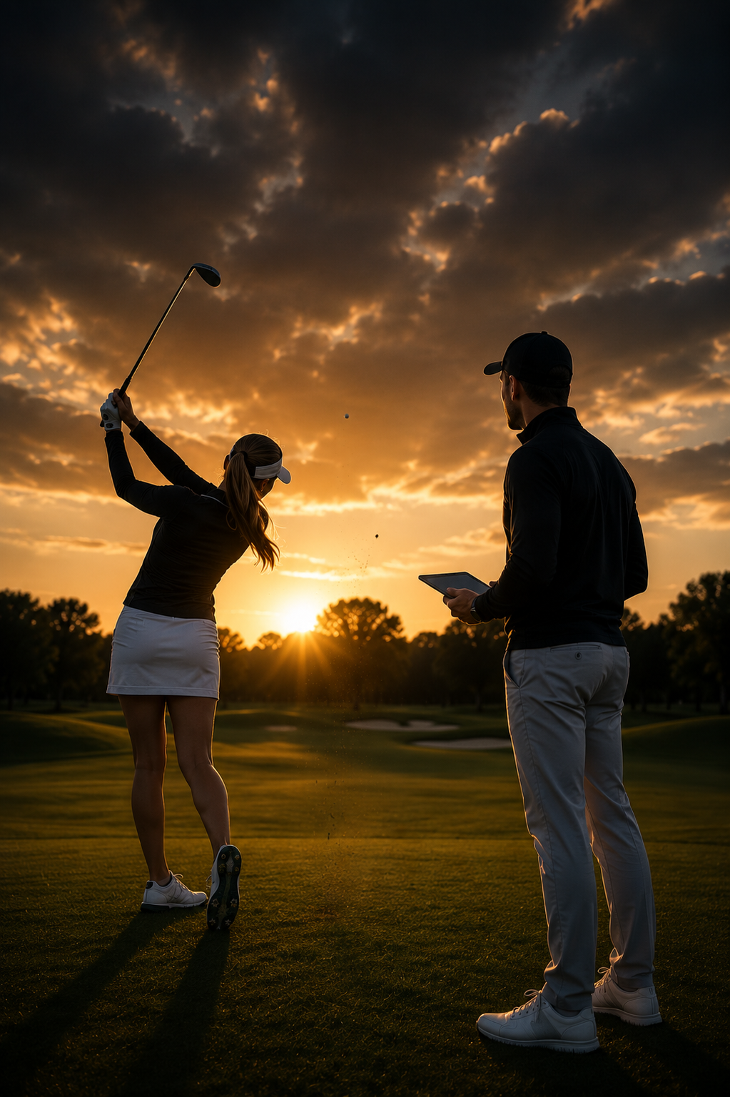Elite golf coach helping player mobile