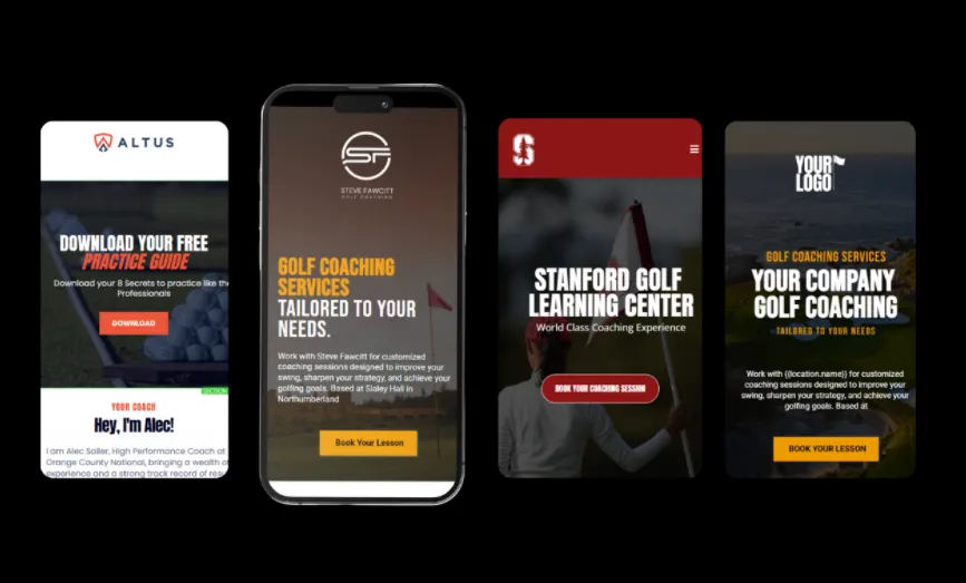 Golf Coach Marketing App Mockups