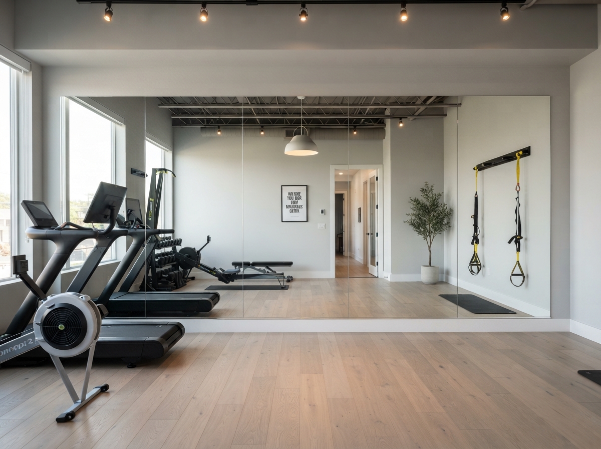 Full-Height Home Fitness Mirror Wall