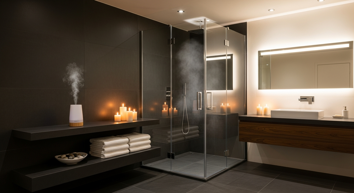 Luxury bathroom atmosphere with candles