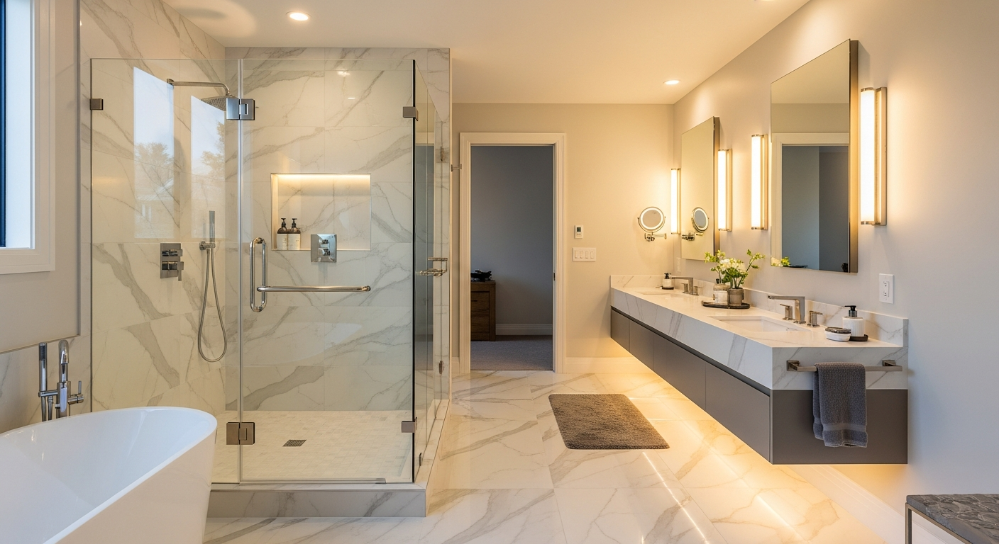 Luxury frameless glass shower enclosure