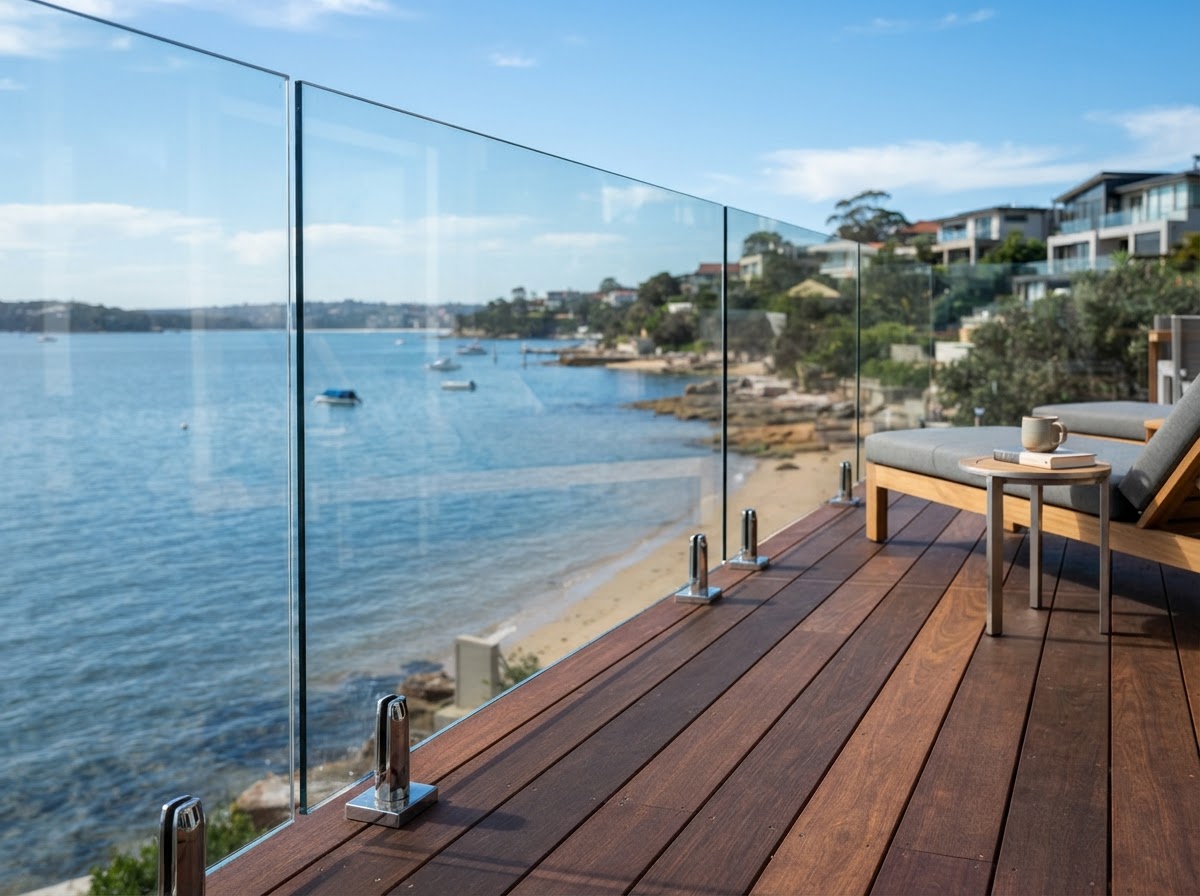 Exterior Deck Glass Windbreak Railing