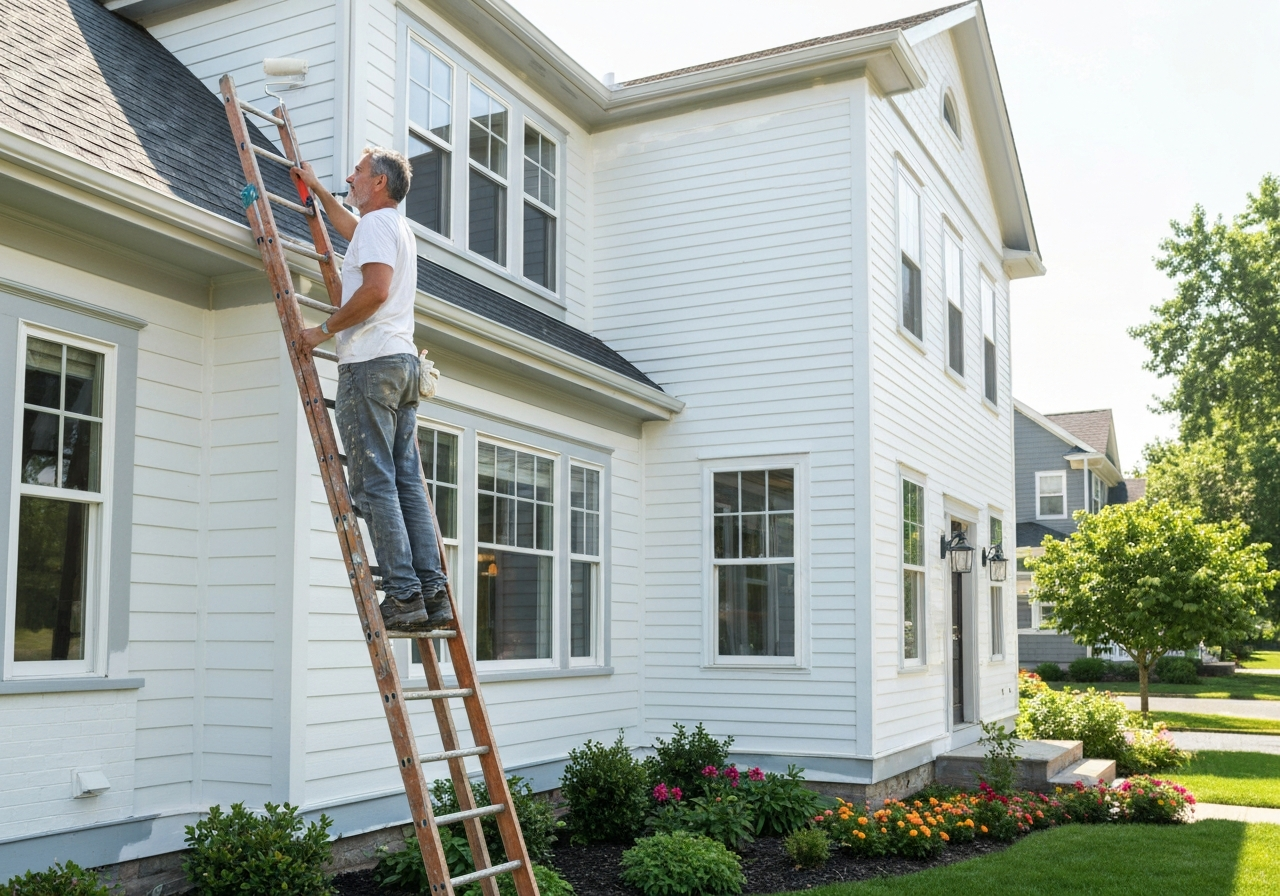 Professional exterior house painting with fresh clean colors