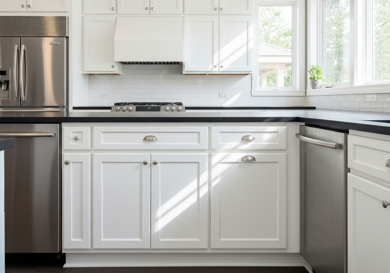 Professional trim and baseboard painting in crisp white