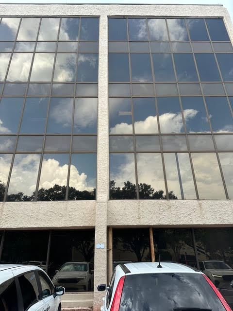 Commercial building exterior with glass windows
