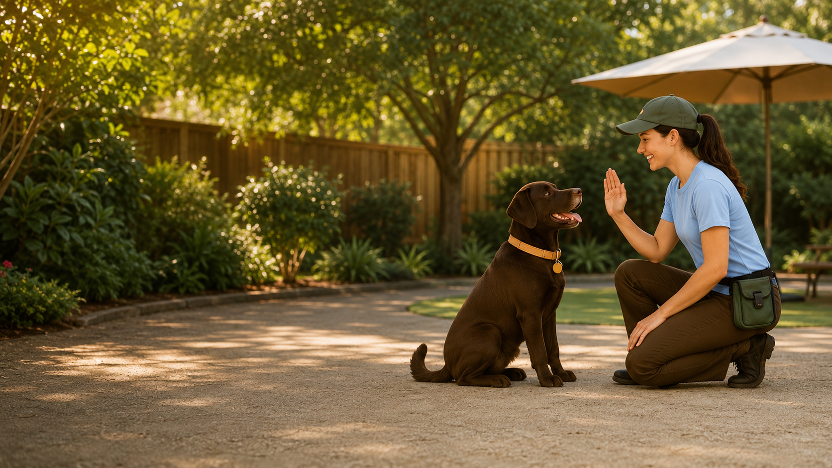 Trainer with dog