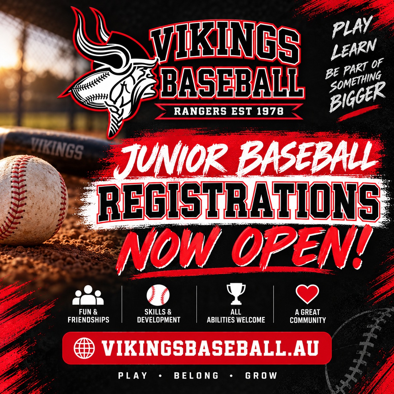 Tuggeranong Vikings Baseball Club - Junior Baseball Registrations Now Open!