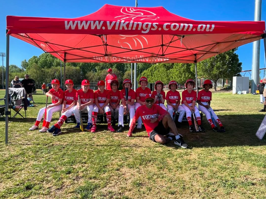 Vikings Juniors under canopy tent