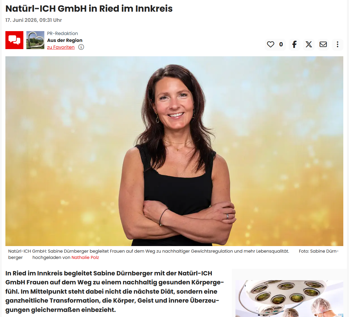 Artikel über Sabine Dürnberger in MeinBezirk