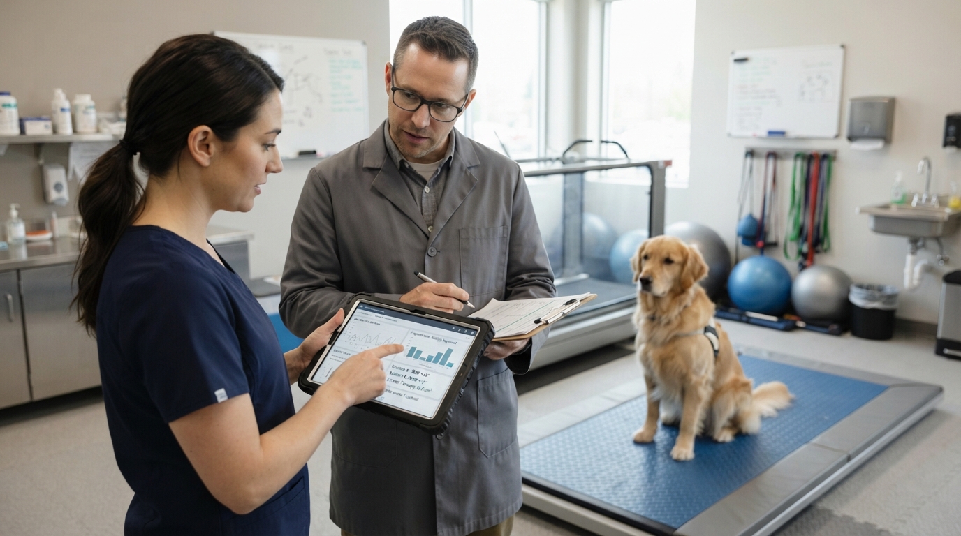 How Often Should a Canine Rehab Clinic Update the Referring Veterinarian?
