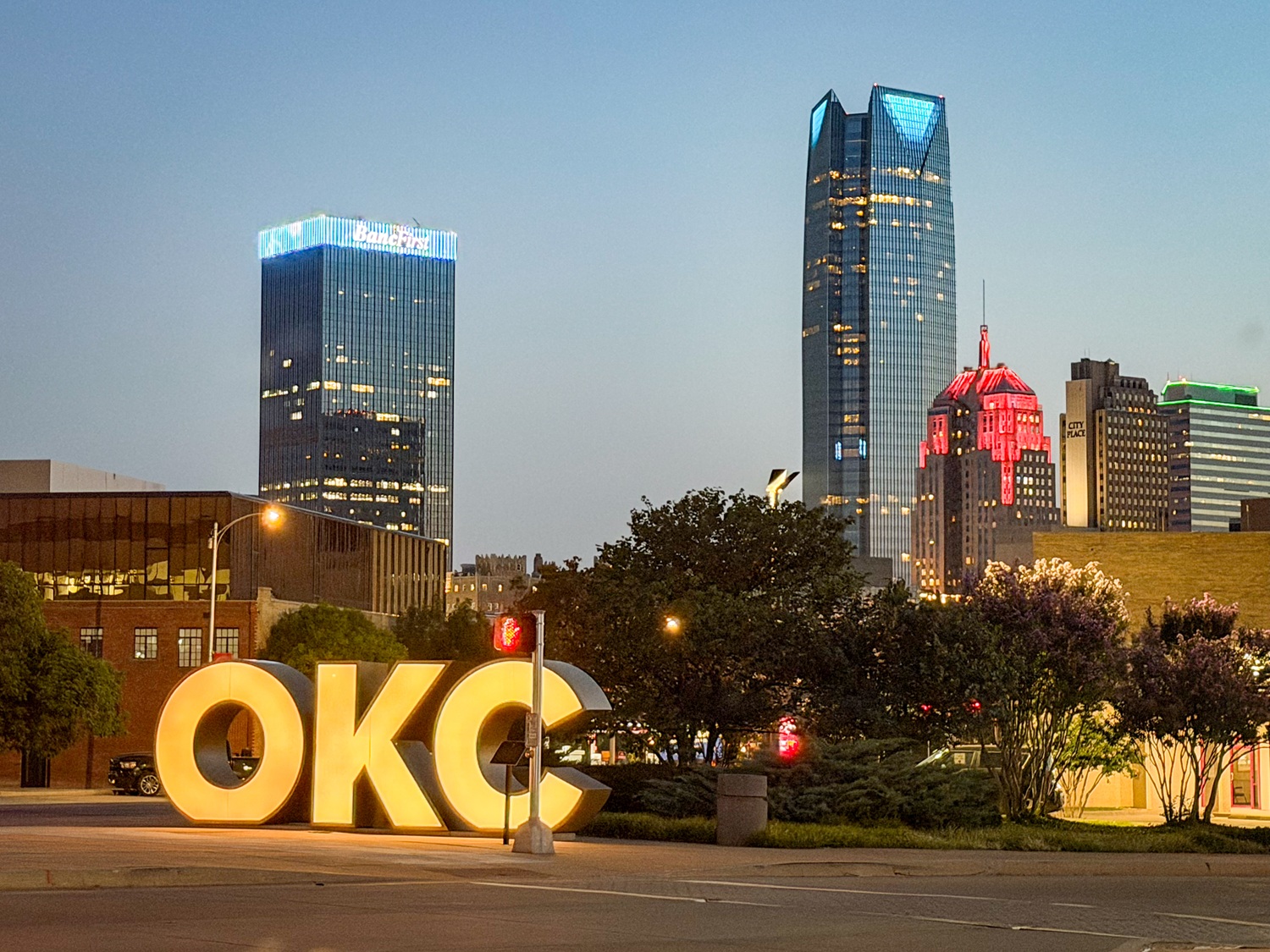 Oklahoma City skyline at dusk