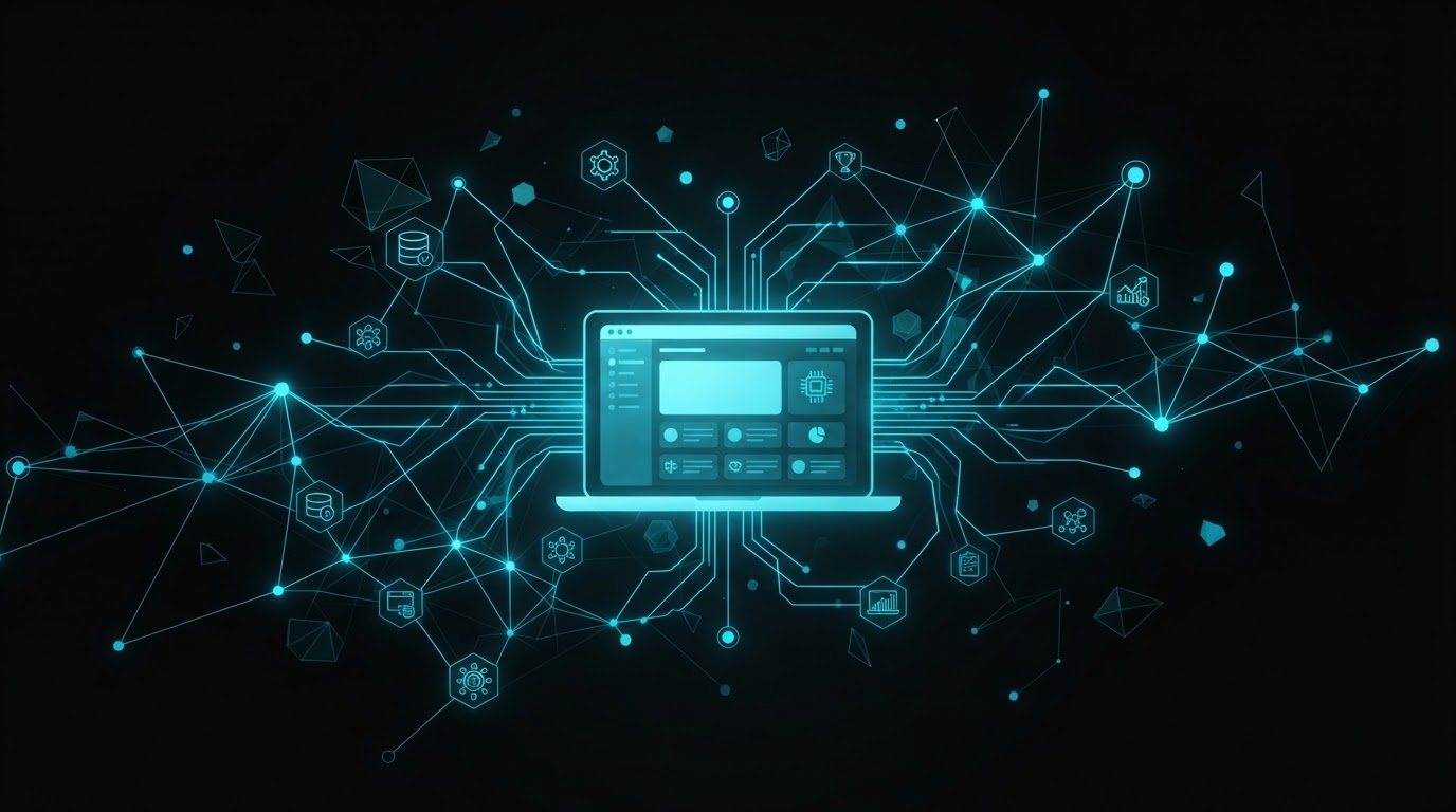 What is an AI-powered website — connected nodes and automation concept