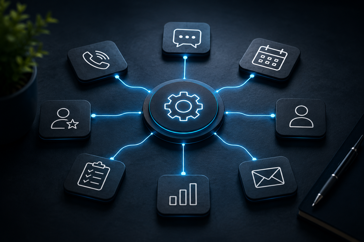 Connected AI automation services for business communication, scheduling, customer management and workflows