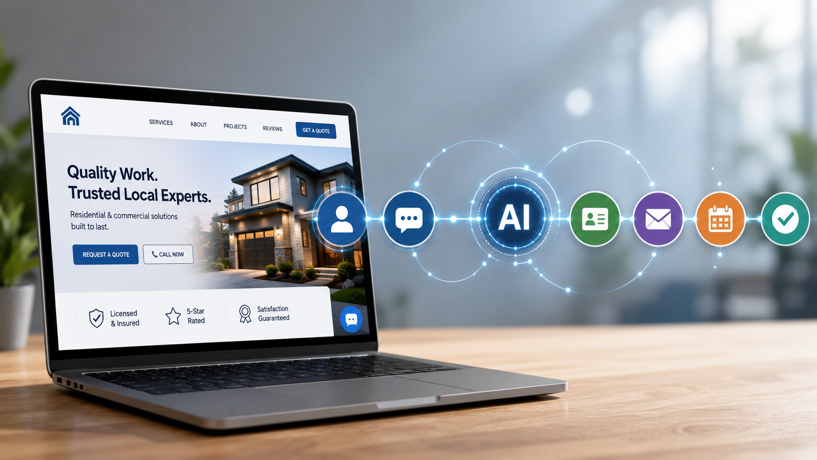 AI-powered website connected to lead capture, CRM, automated follow-up and appointment scheduling