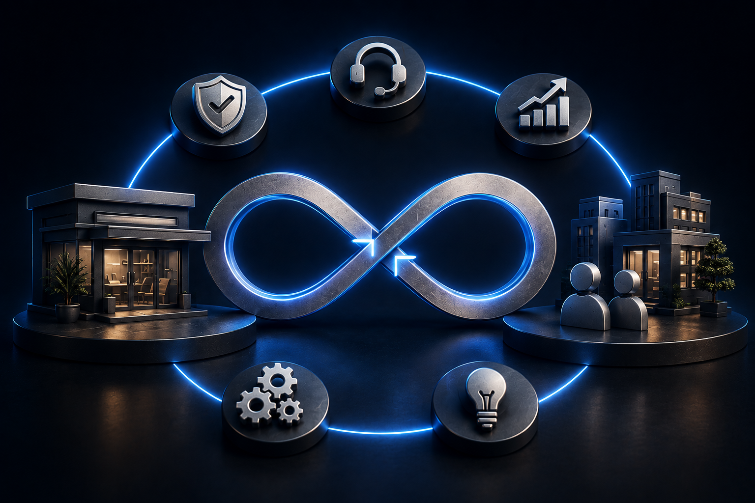 Continuous AI automation service relationship supported by ongoing monitoring, support, maintenance, improvement and expansion