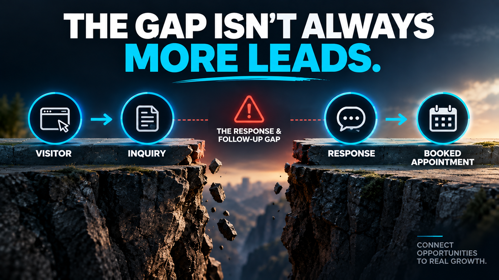 Disconnected website, phone calls, forms, email, CRM, text messaging, and scheduling tools illustrate why local businesses need a connected marketing system.