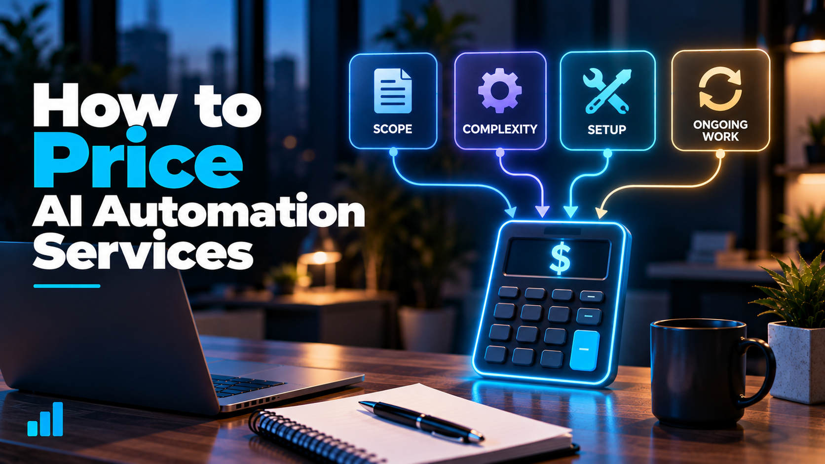 Pricing AI automation services based on scope, complexity, setup requirements, and ongoing work