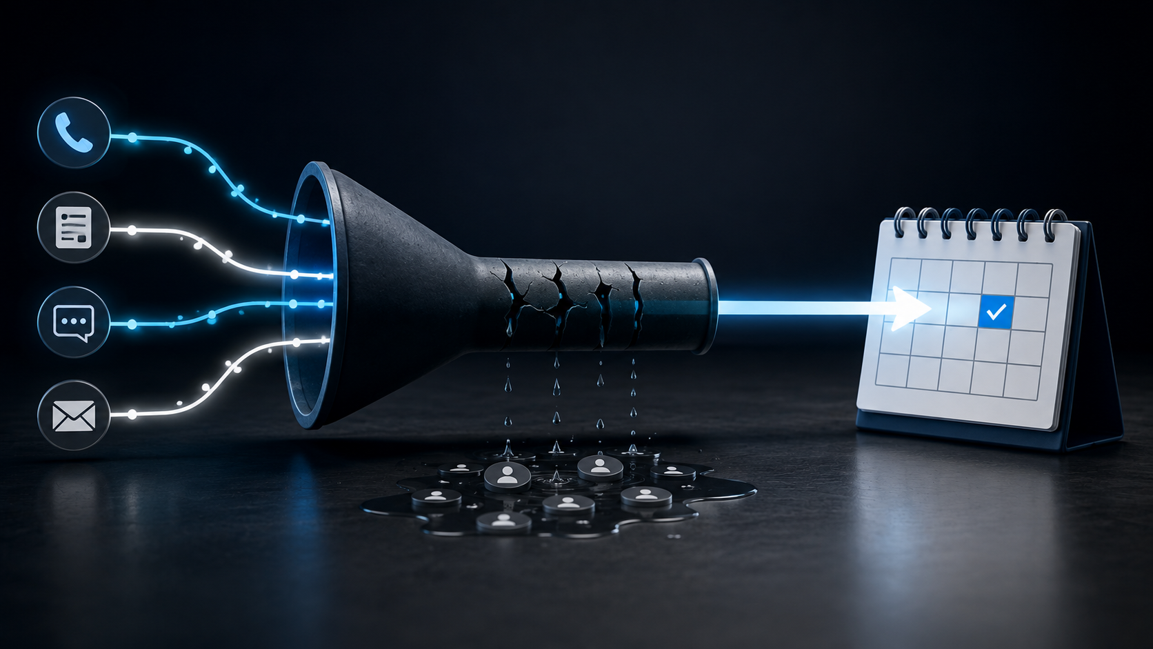 Incoming business leads leaking from the conversion process before reaching a booked appointment