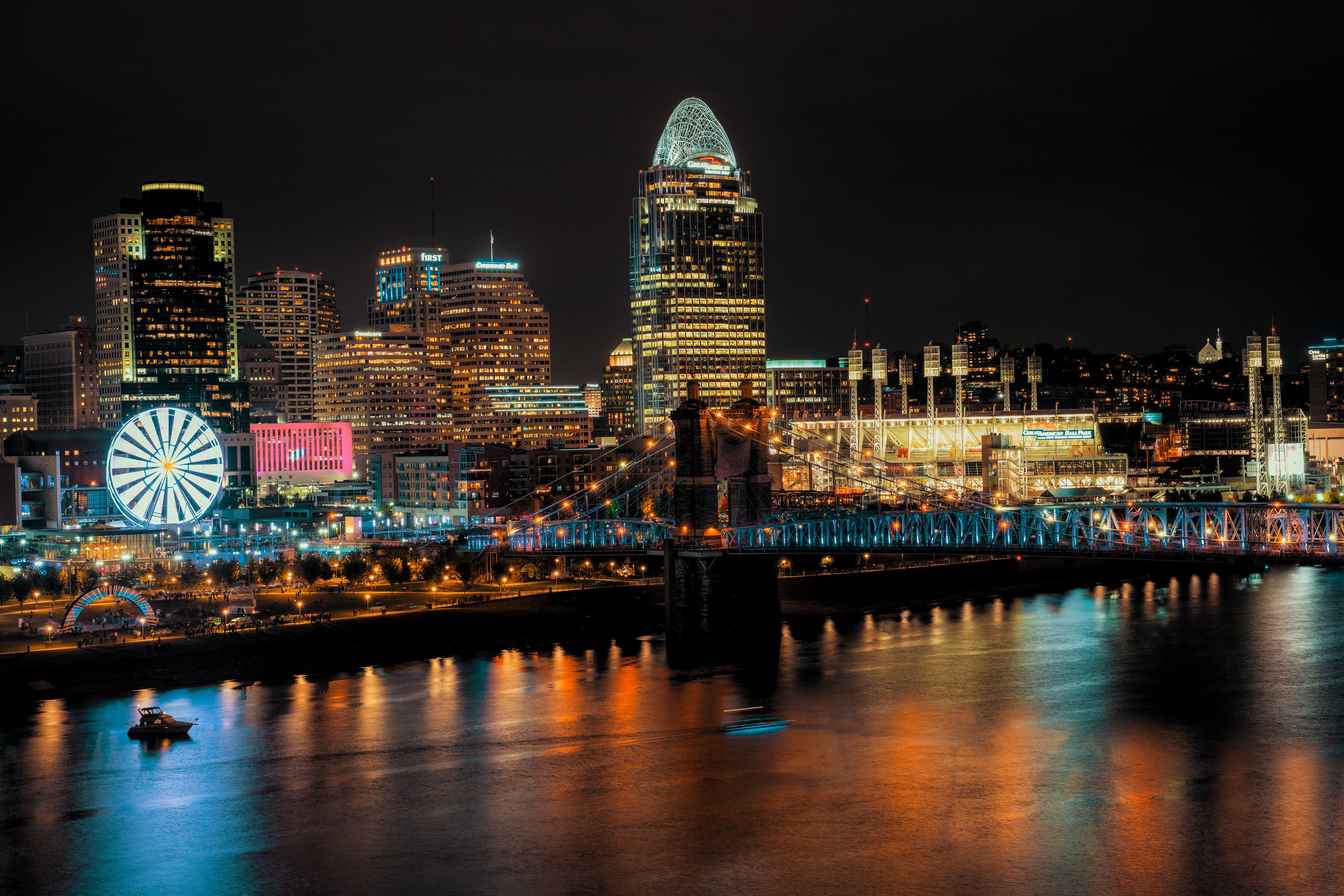 Roebling Suspension Bridge and Cincinnati Skyline - Northern Kentucky Marketing