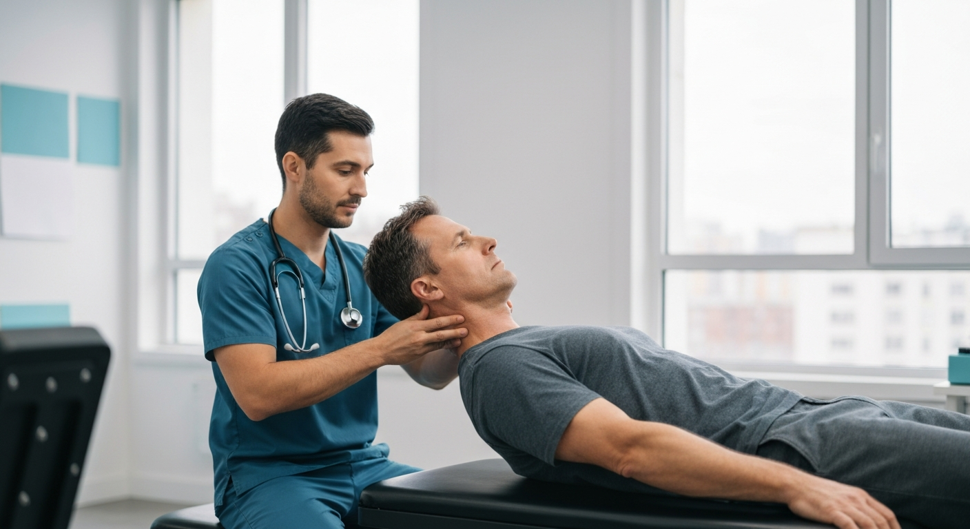 Chiropractor performing mobility assessment