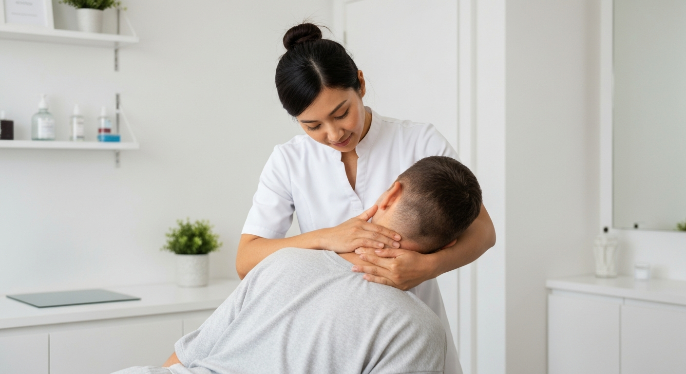 Chiropractor treating patient