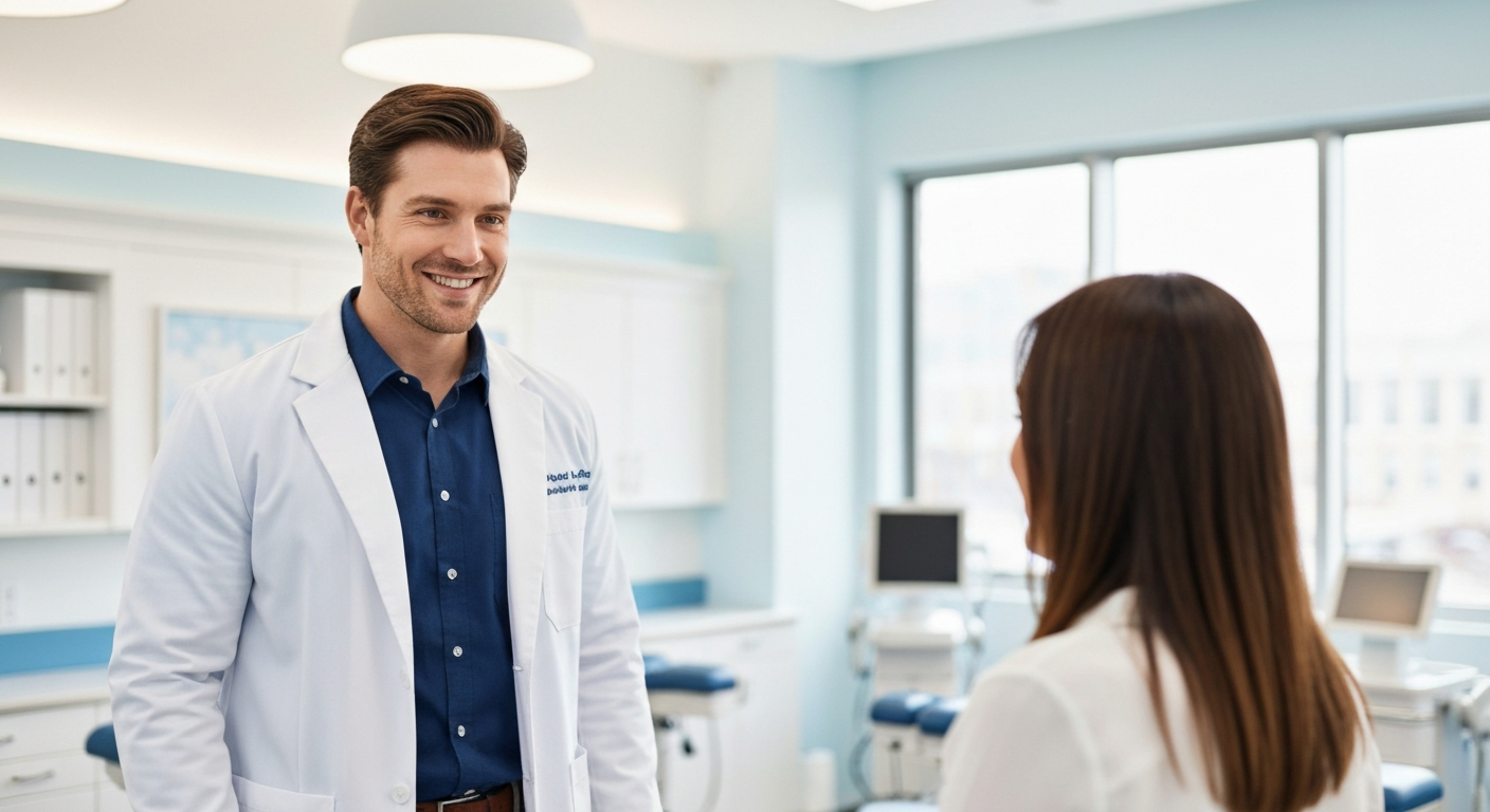 Chiropractor consulting patient for auto accident recovery