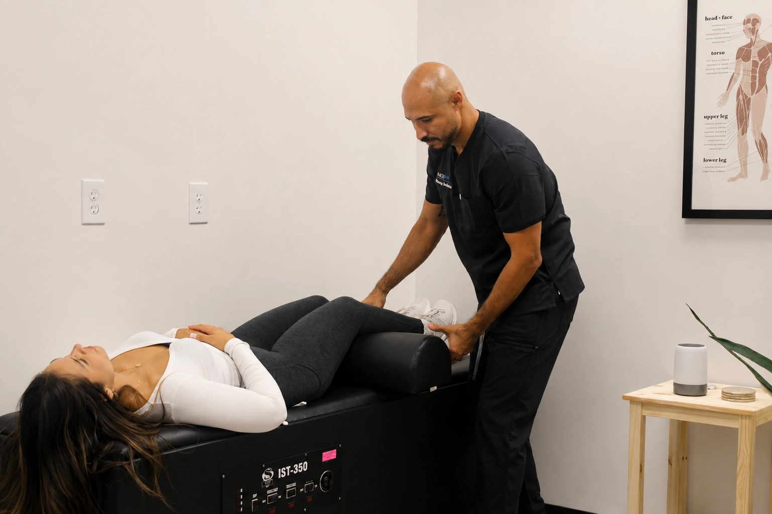 Dr. George Berbessi performing a chiropractic adjustment on a patient at Back to Life Injury Centers in Gainesville, GA