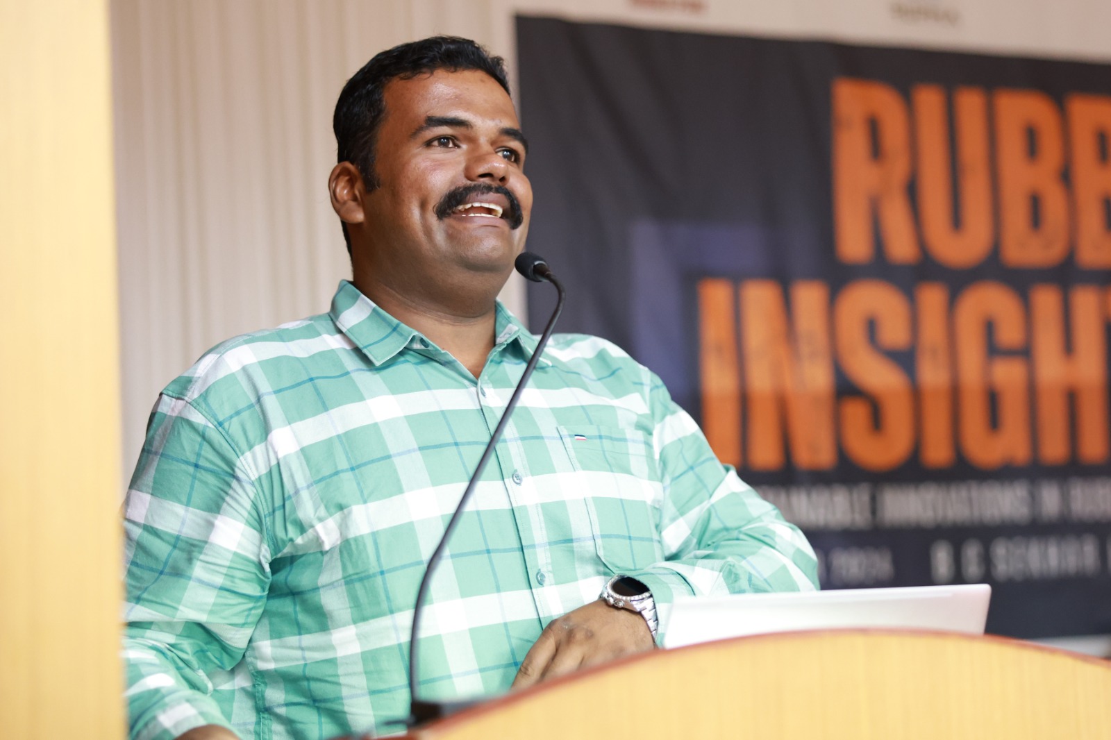 Rejin Ravi speaking at Rubber Insights