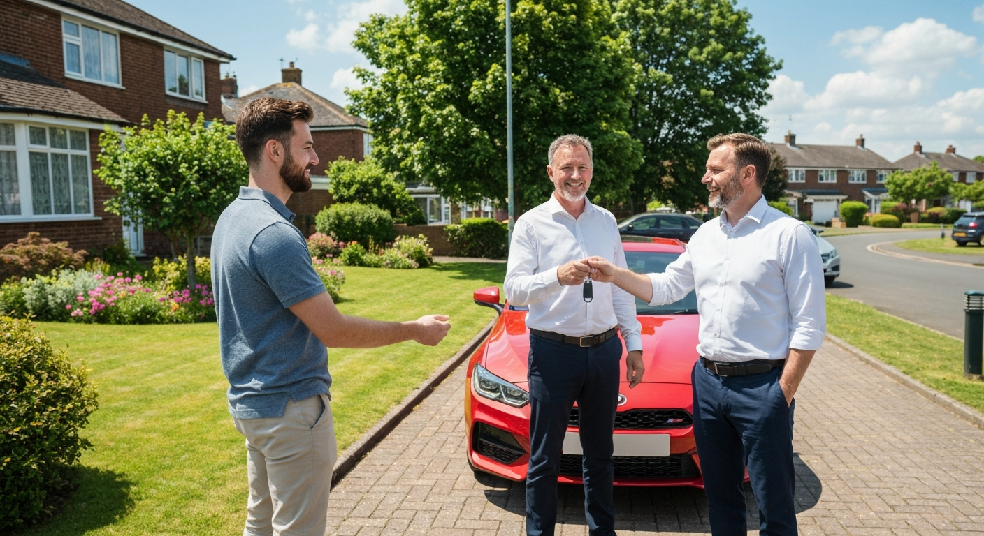 Selling a car on a residential driveway in Melbourne, Derbyshire