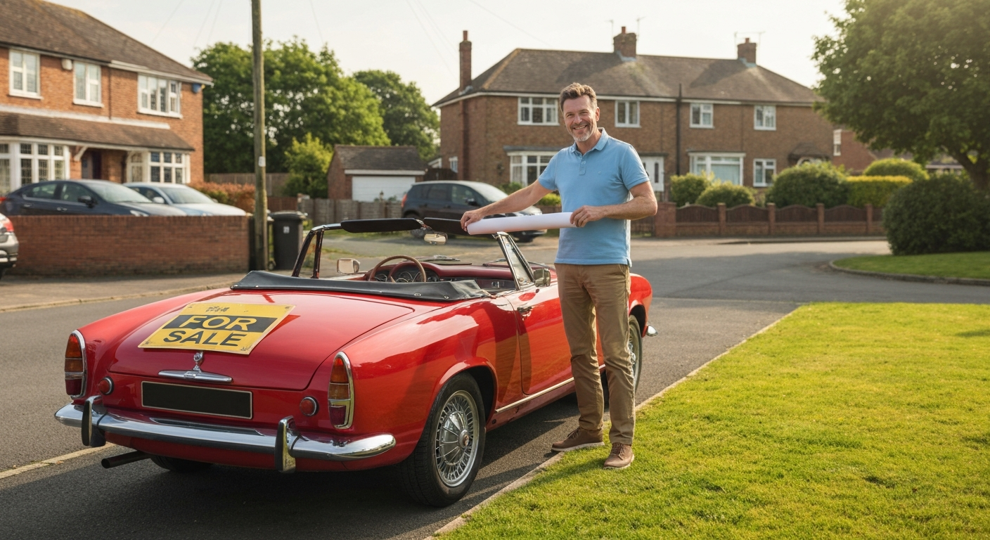 Happy person selling their car on a driveway in Chaddesden