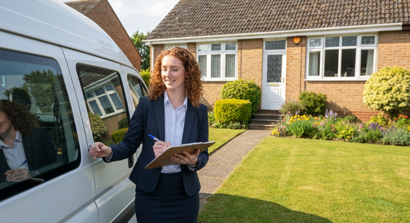 Professional van appraisal outside a house in Allestree