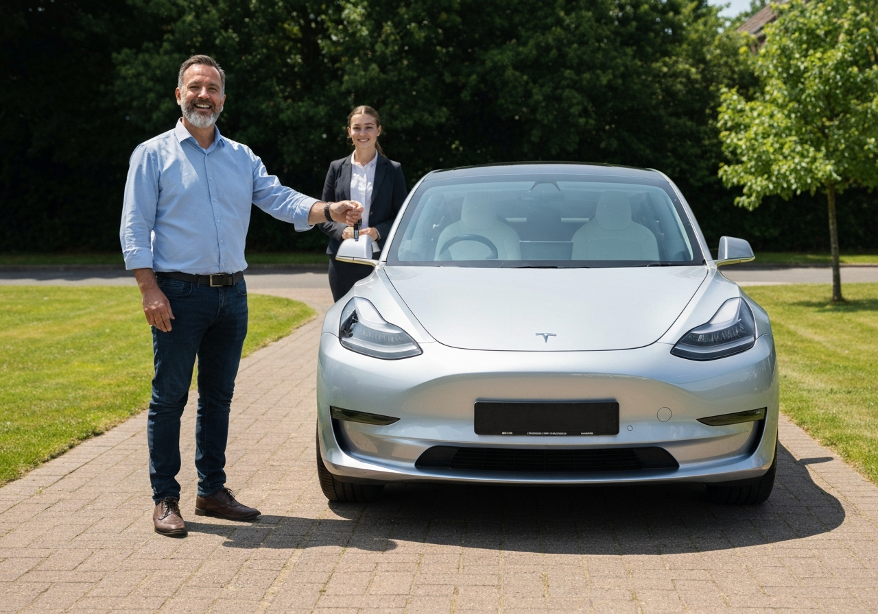 Handing over car keys for a UK car on a driveway in Duffield, Derbyshire