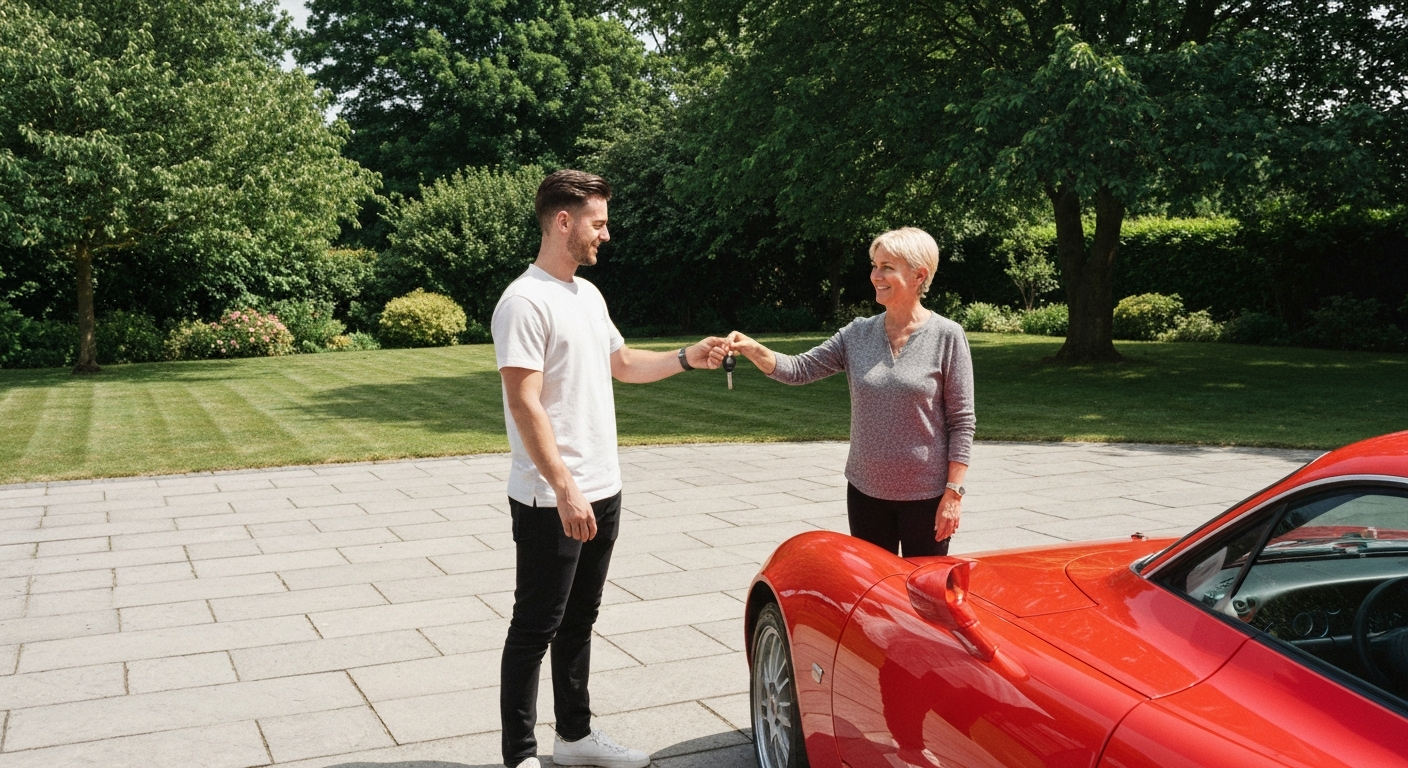 Selling a car on a residential driveway in Allestree, Derby