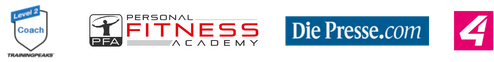 Logos: TrainingPeaks, PFA, Die Presse, ORF Sport+