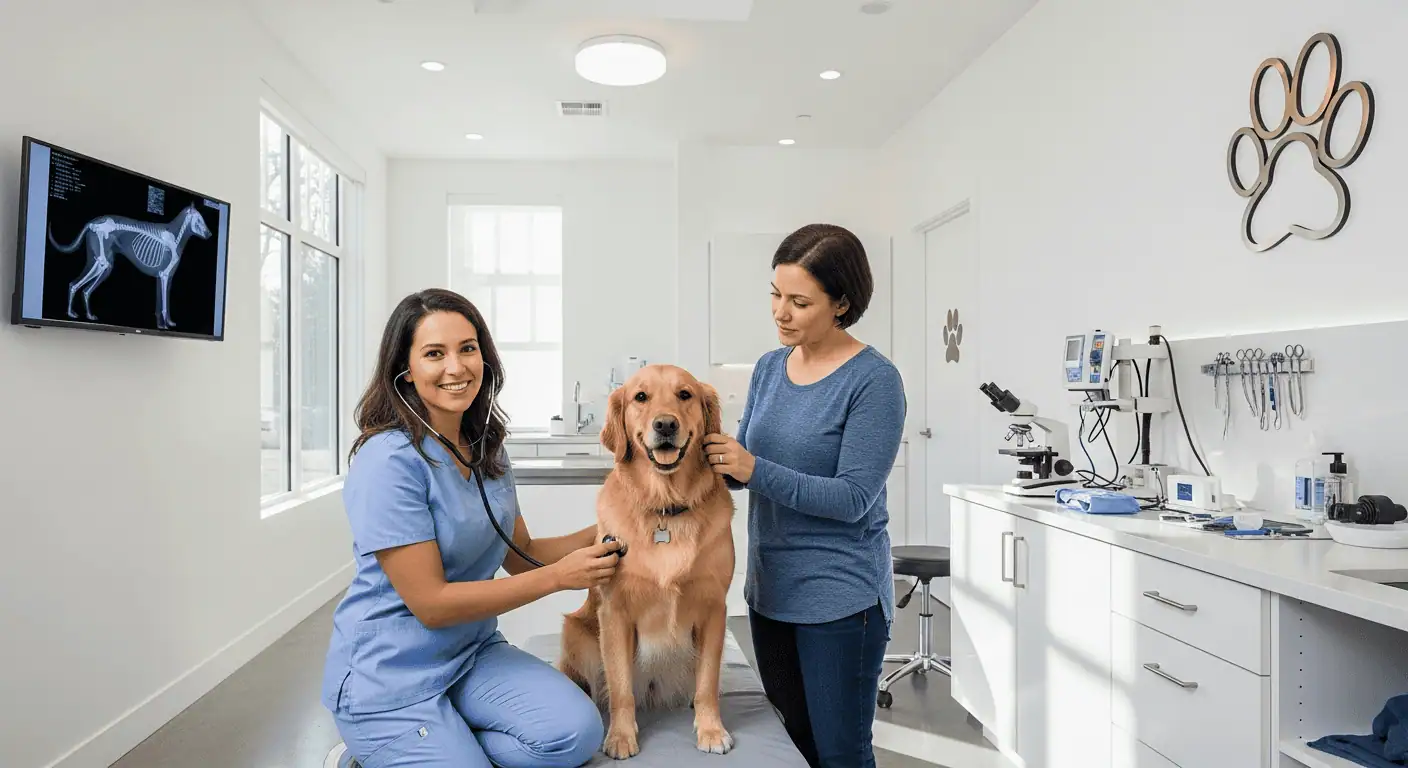 Veterinário atendendo pet