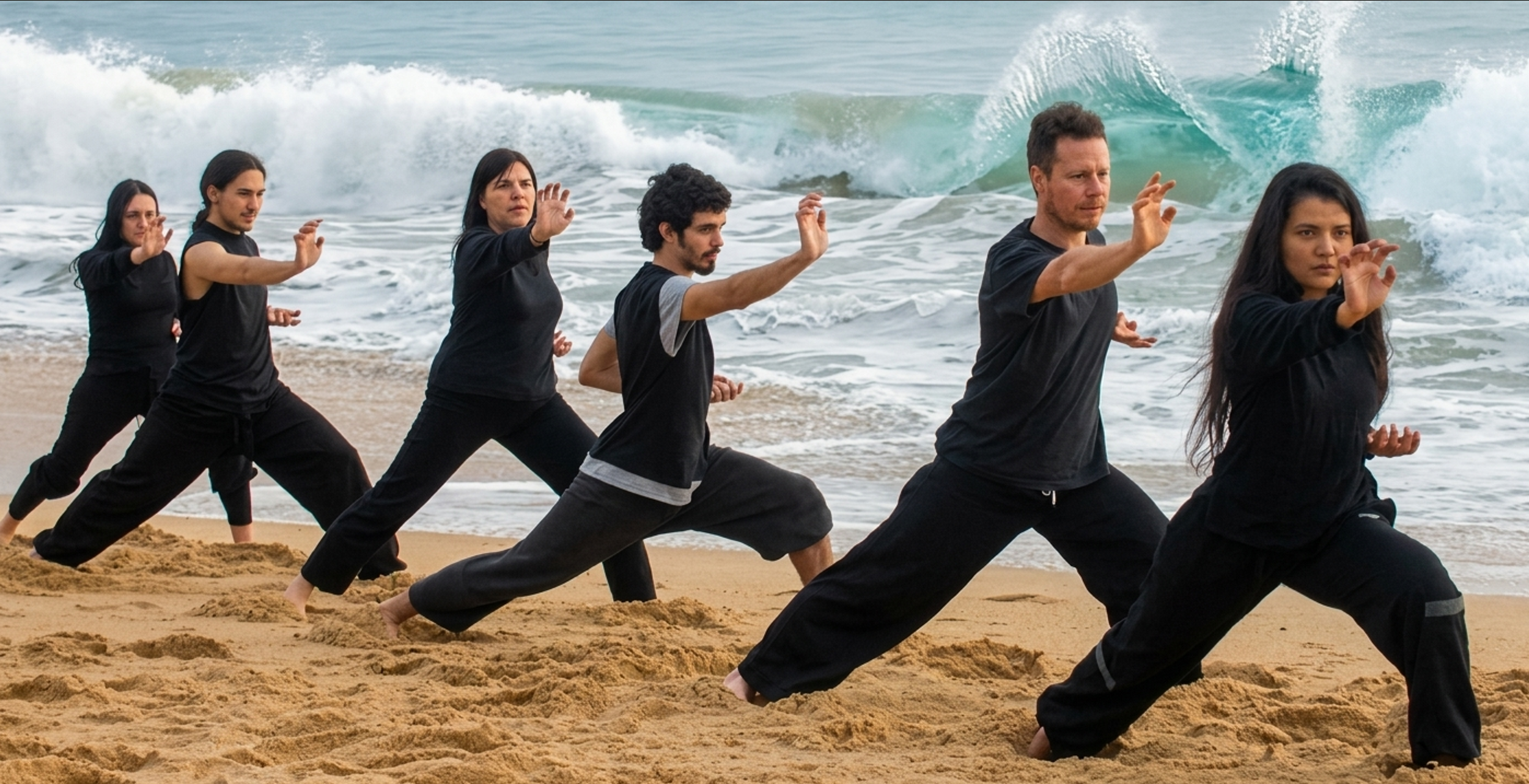 Personas practicando Boabom en la playa