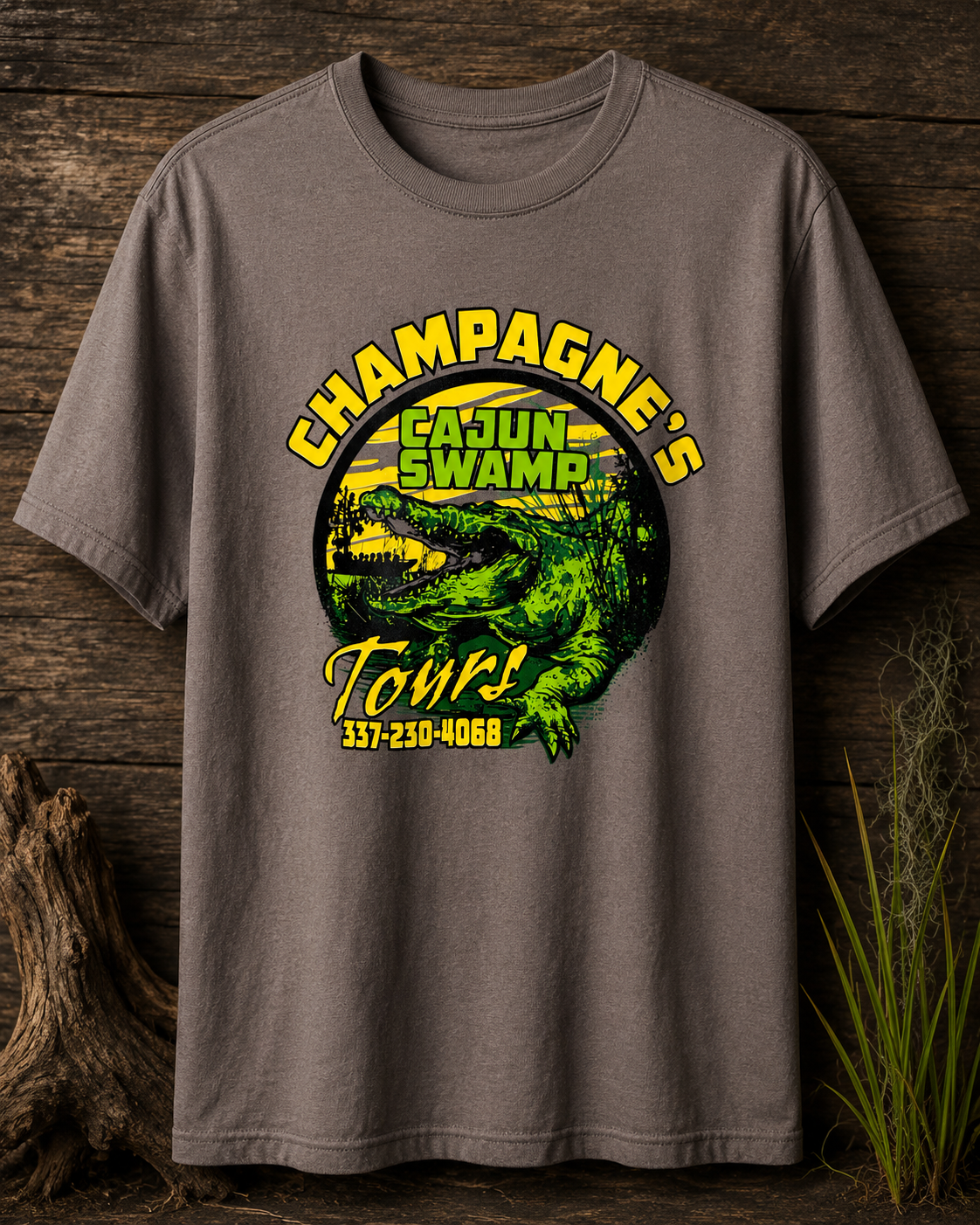 Brown Tee Green Logo