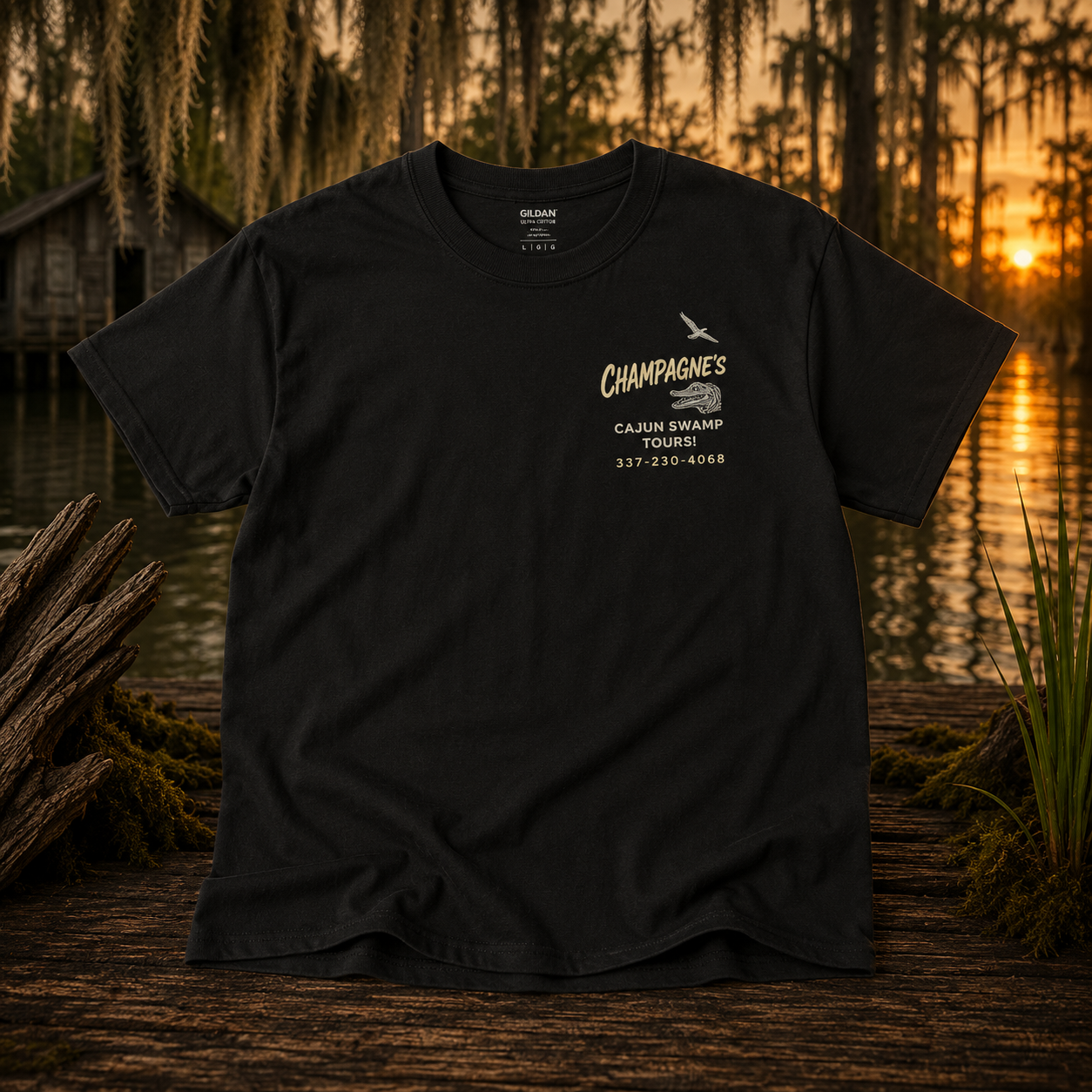 Black Tee Tan Logo