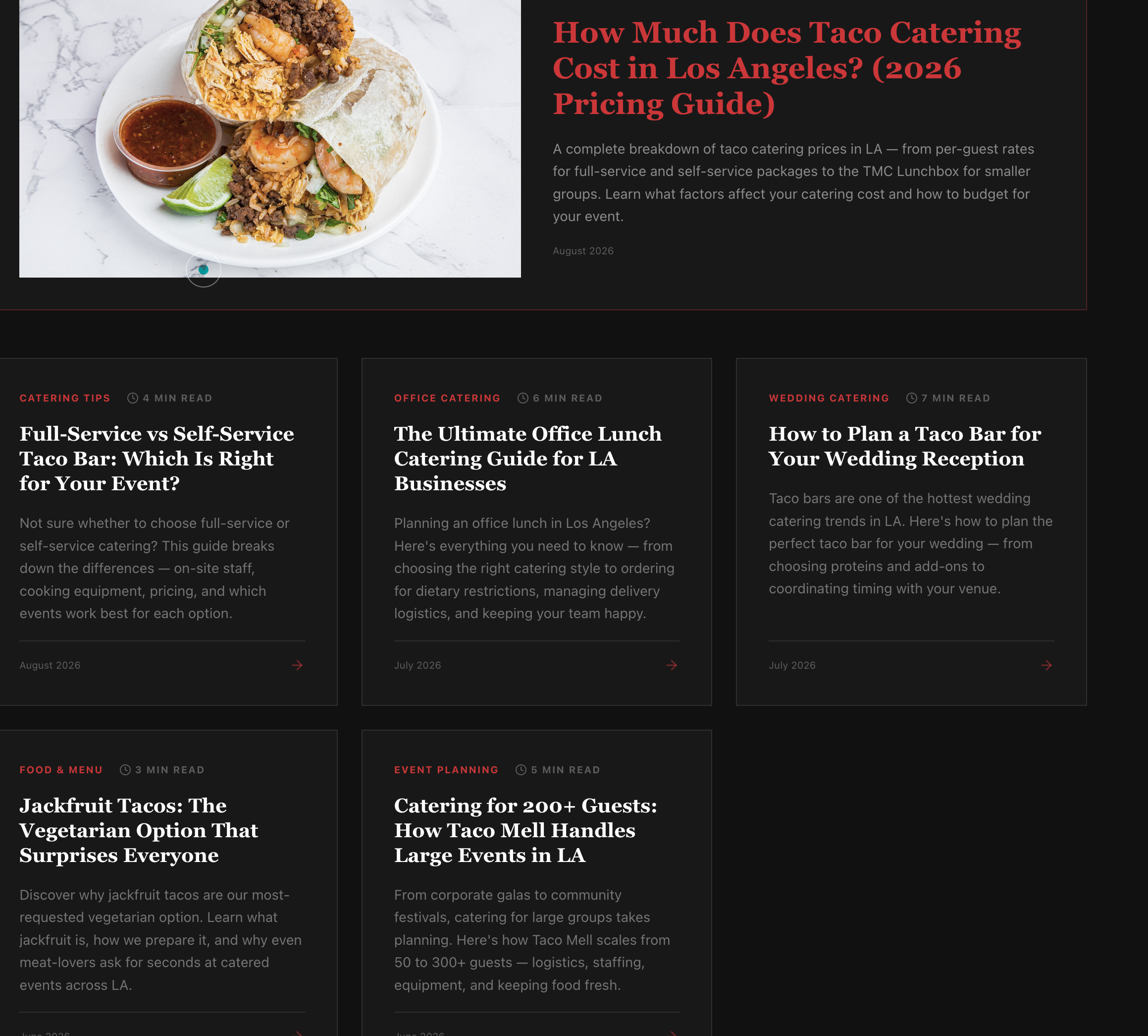 Taco Mell full-service taco bar catering at a Los Angeles event