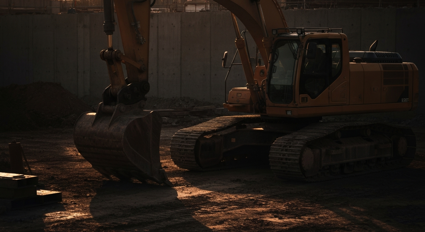 Construction site at golden hour