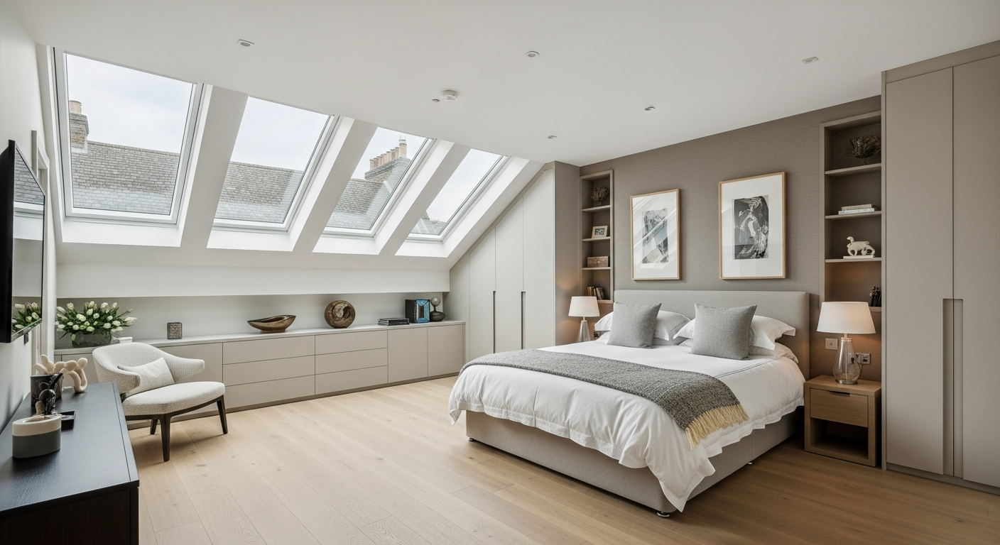 Modern loft conversion bedroom