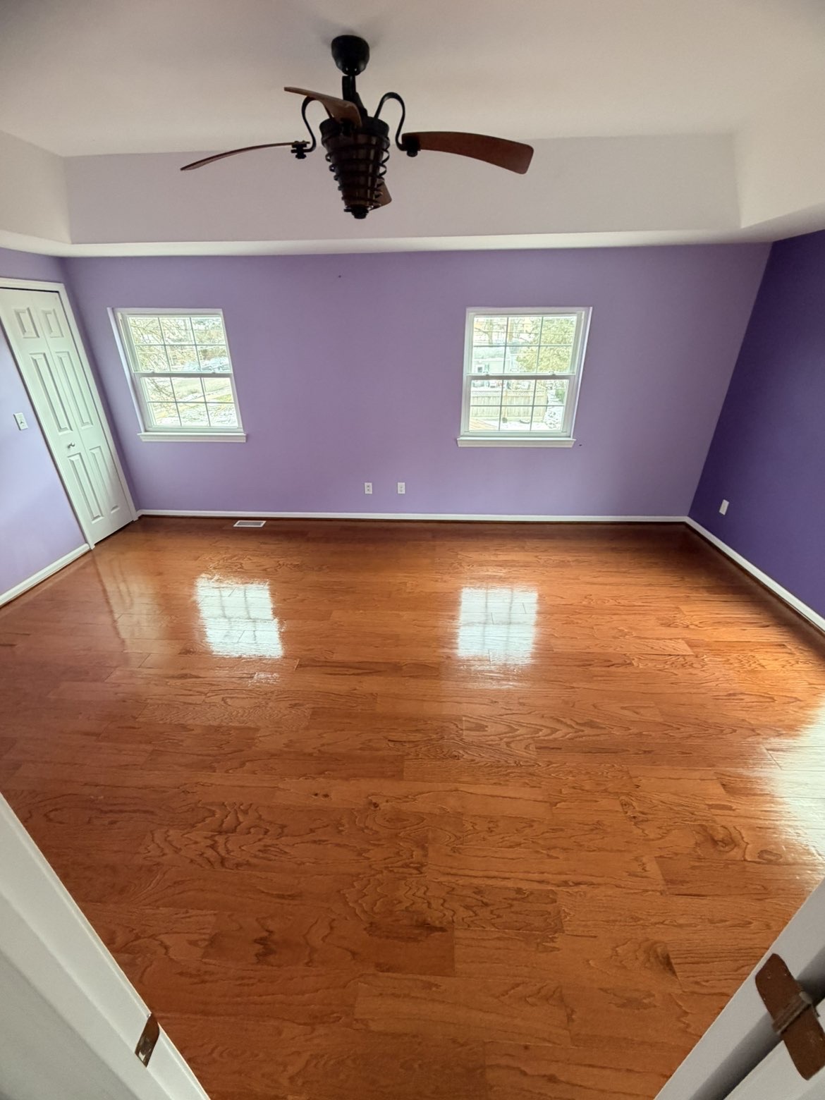 Clean room with polished wood floors
