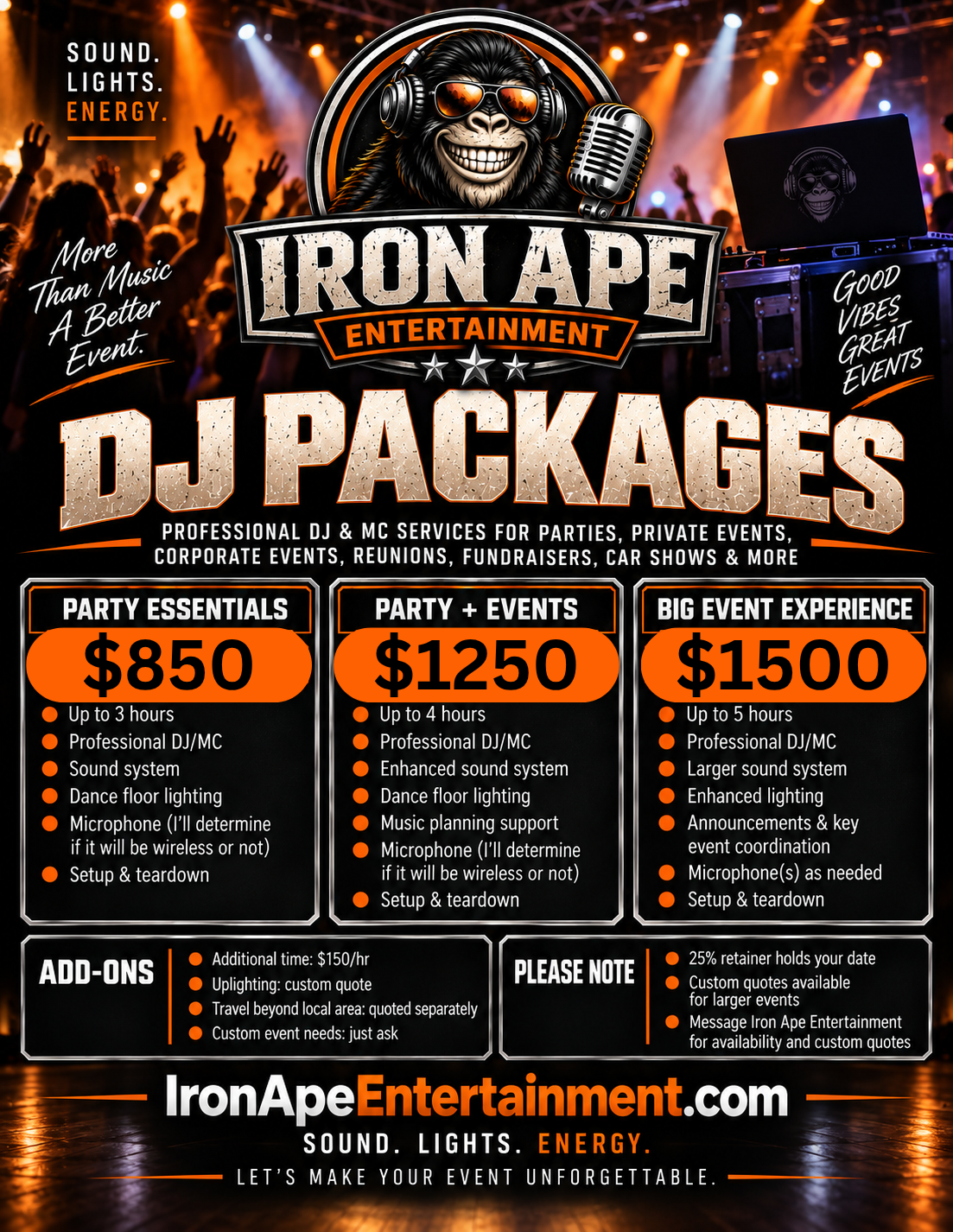 Iron Ape Entertainment DJ Packages
