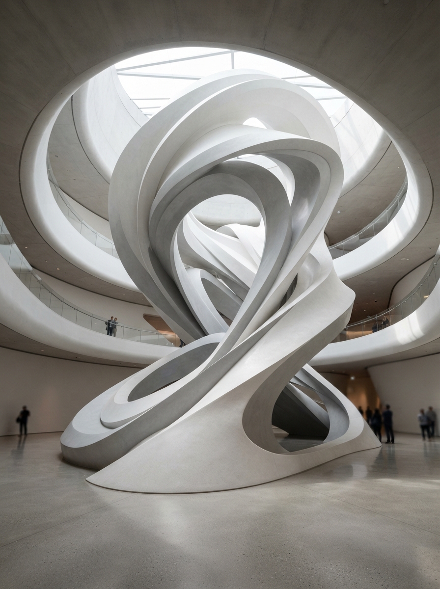 Fluid parametric architectural form representing Malki's interdisciplinary approach